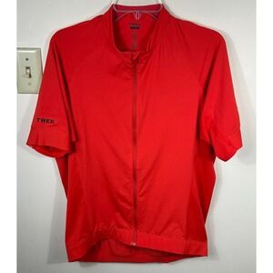 Trek Cycling Jersey Men XL Red Full Zip Short Sleeve Bike Shirt Pockets Biking